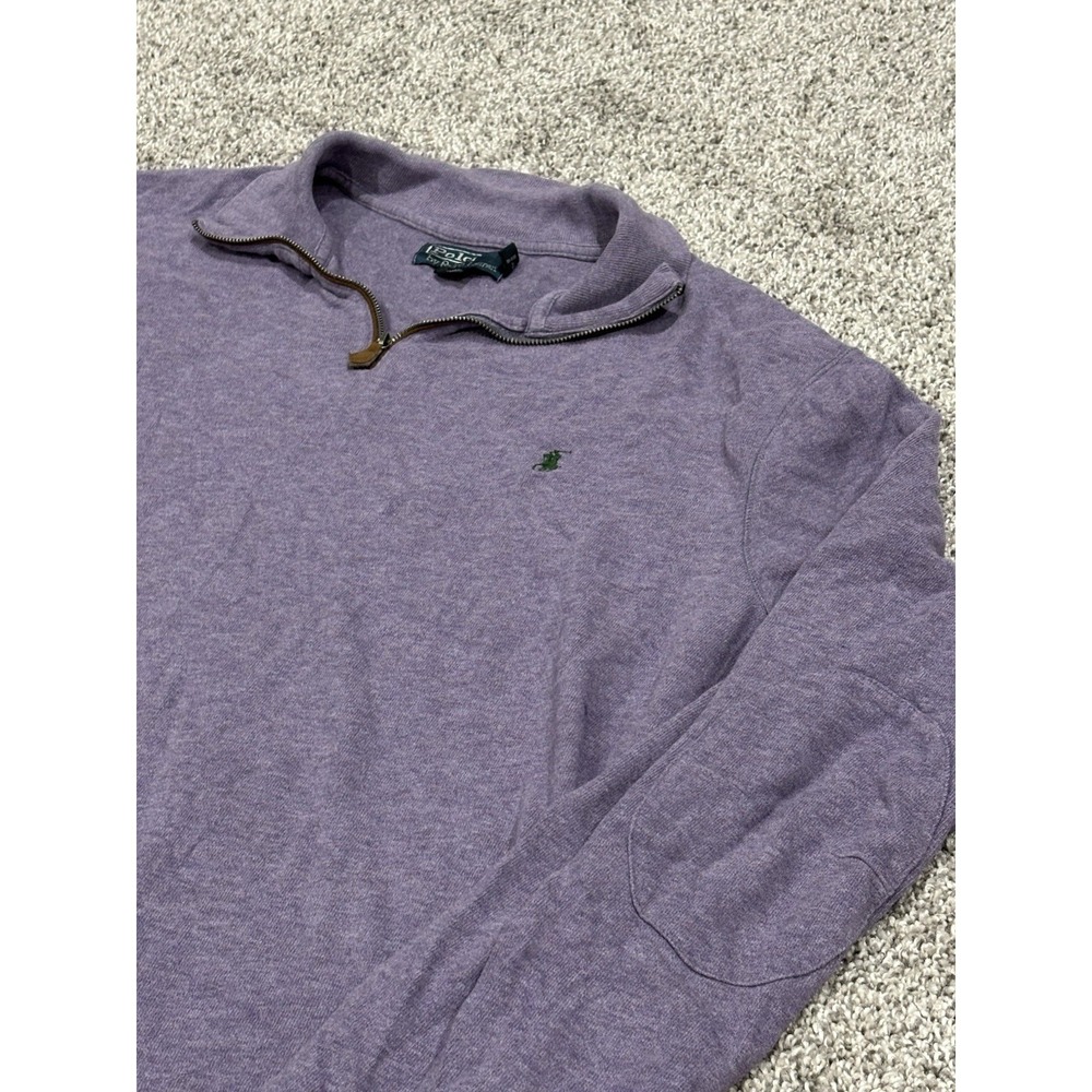 Polo Ralph Lauren 1/4 Zip Sweater Mens XXL purple Mock Neck Pullover Cotton Logo